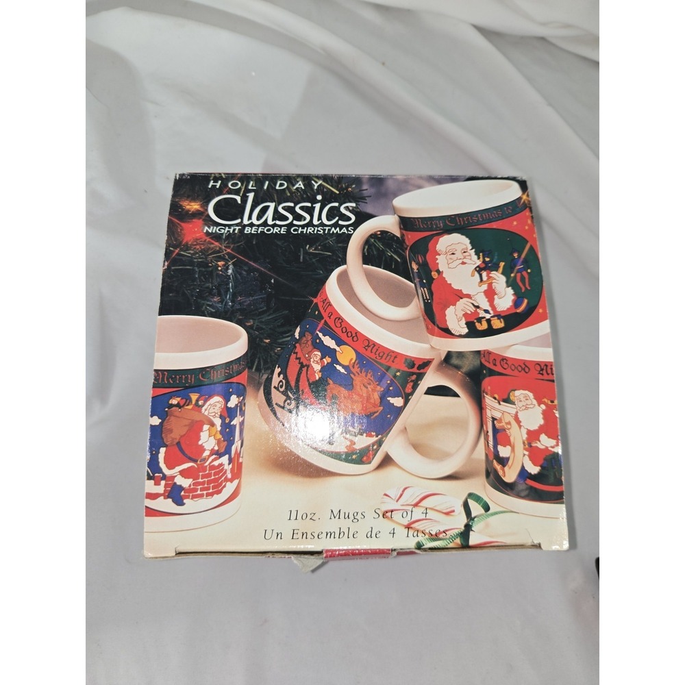 Vintagr Signature Holiday Classics Night Before Christmas Mugs Set 4 11oz